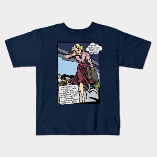 Comic Woman Tries To Run Away From Her Problems Kids T-Shirt